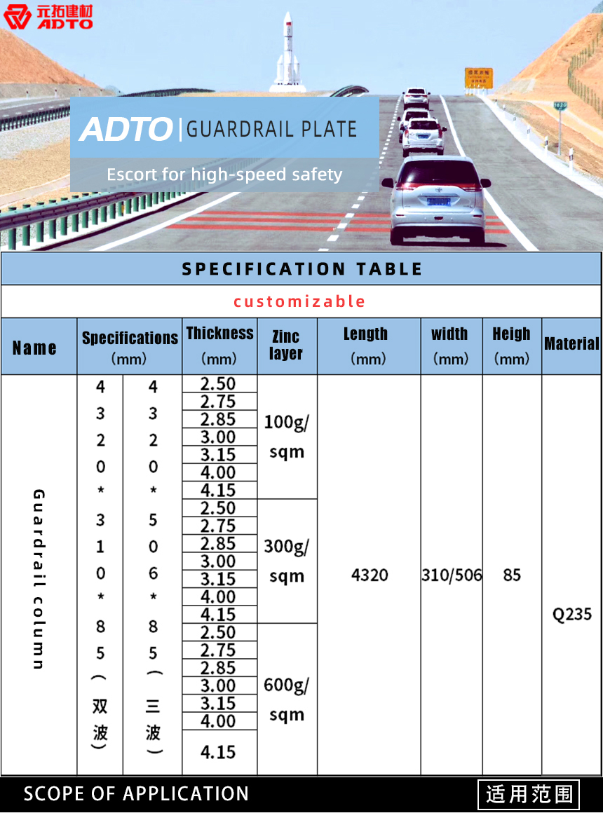 Painted Corrugated Highway Steel Guardrail